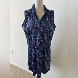 Callaway Navy Sleeveless Polo Dress with Pink & Light Blue Floral Print